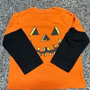 Orange and Black Pumpkin Face Kids Shirt